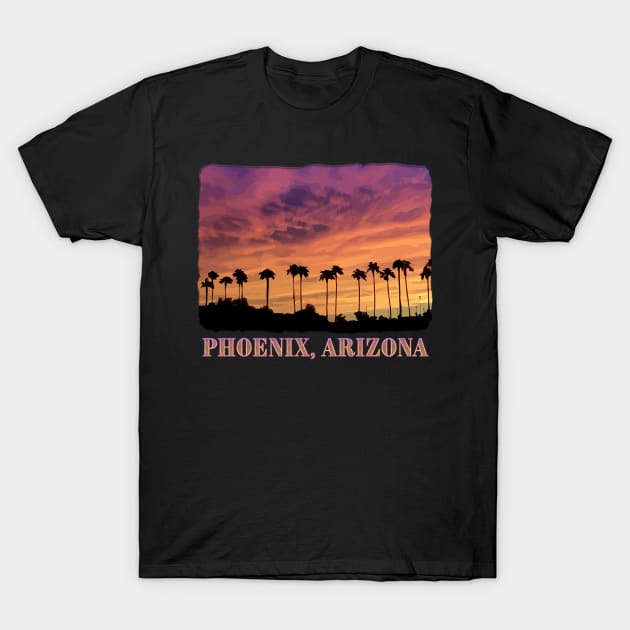 Phoenix, Arizona - Palm Trees, Sunset, scenic T-Shirt by jdunster